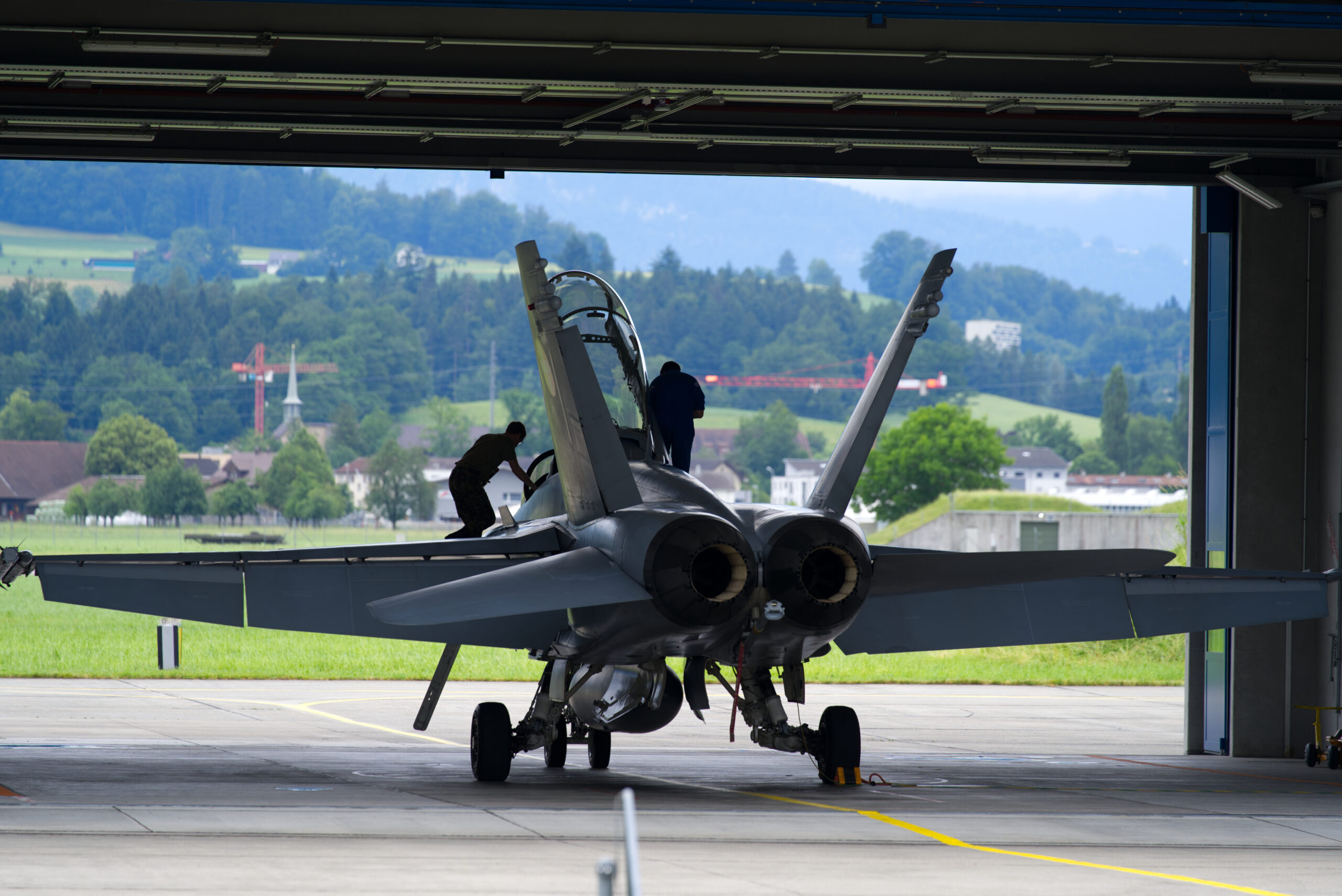 Rear,View,Of,Fa-18,Hornet,Fighter,Jet,Of,The,Swiss